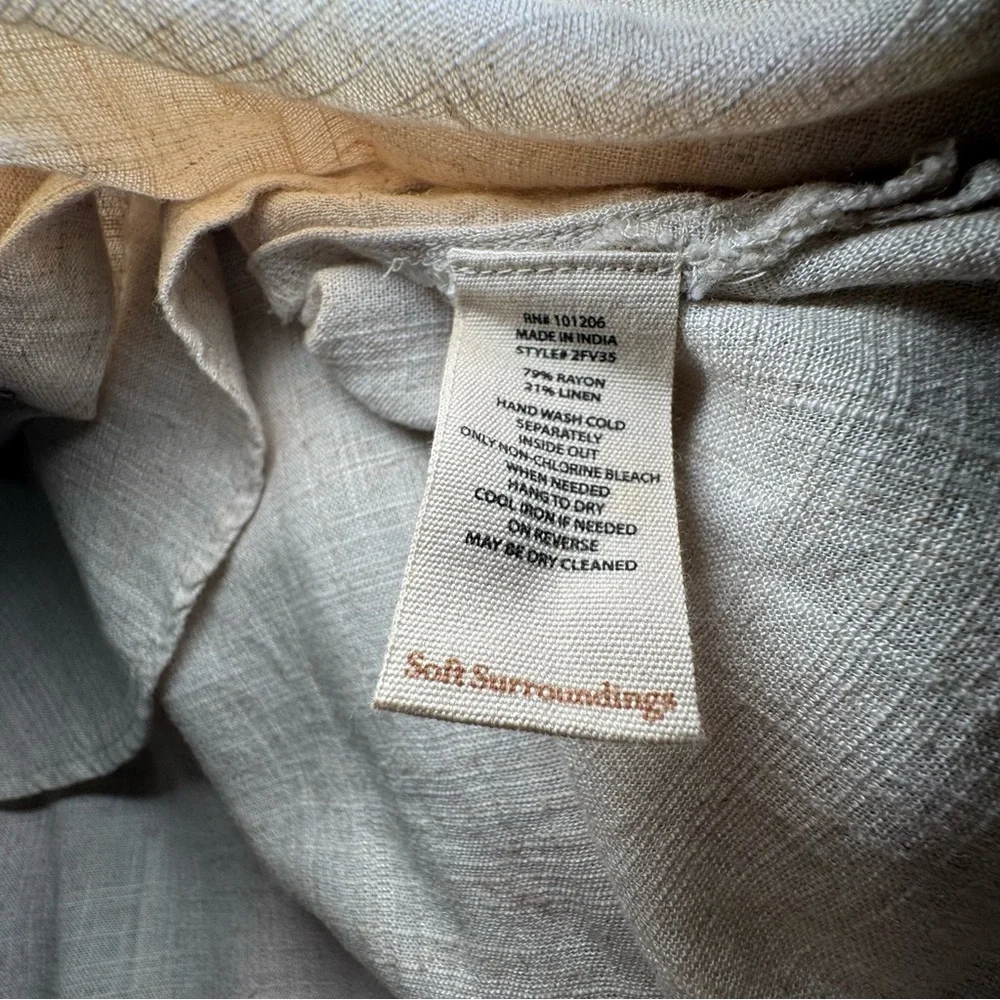 Soft Surroundings Shirt Womens L Oatmeal Crinkle‎ Coastal Gran Lagenlook Cottage - Picture 6 of 7